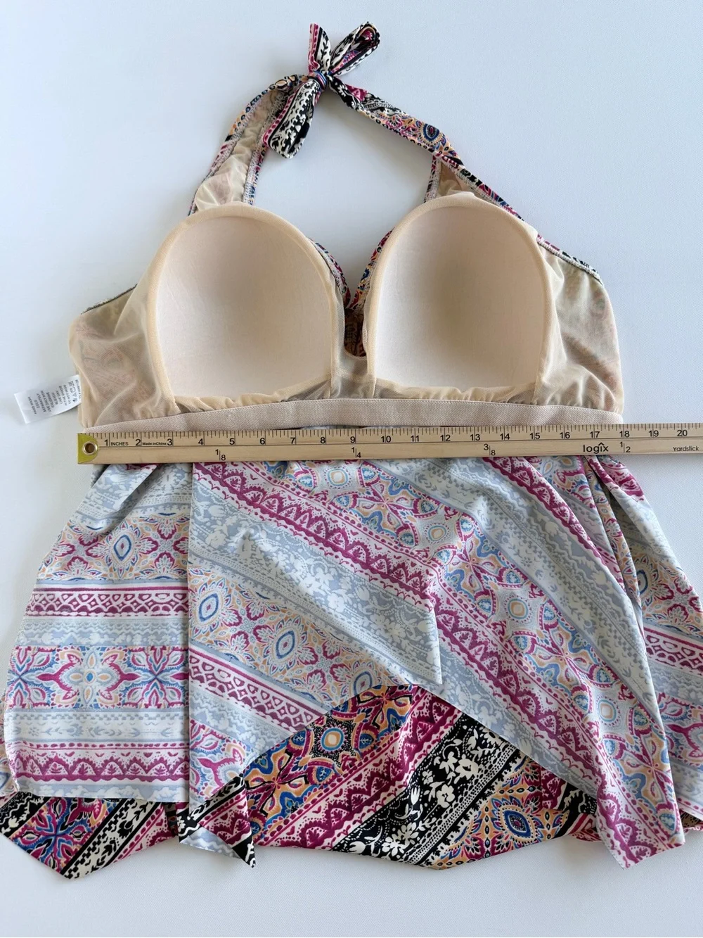 Swimsuits For All Boho Paisley Handkerchief Halter Tankini Top Only Size 26